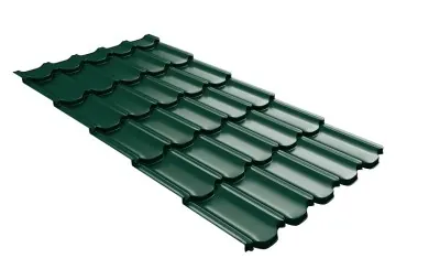 Металлочерепица квинта плюс с 3D резом 0,5 Satin RAL 6005 зеленый мох