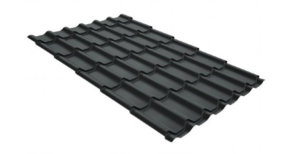 Металлочерепица классик GL 0,5 GreenCoat Pural Matt RR 23 темно-серый (RAL 7024 мокрый асфальт) купить в Россоши
