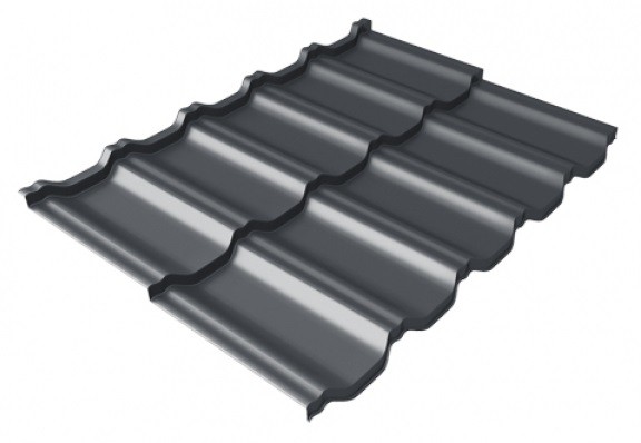 Металлочерепица модульная Квинта Uno Grand Line c 3D резом 0,5 Satin Мatt RAL 7024 мокрый асфальт купить в Россоши