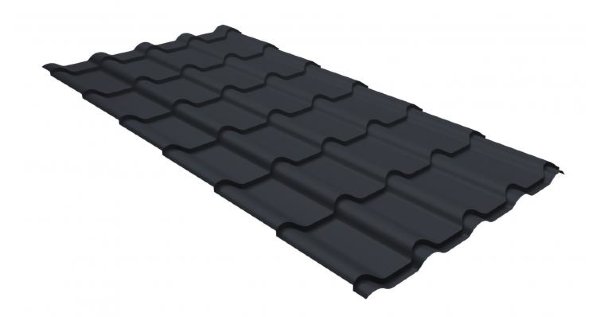 Металлочерепица камея GL 0,5 GreenCoat Pural RR 23 темно-серый (RAL 7024 мокрый асфальт) купить в Россоши