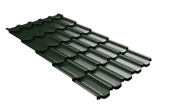 Металлочерепица квинта плюс с 3D резом 0,5 GreenСoat Pural Matt RR 11 темно-зеленый (RAL 6020 хромовая зелень) купить в Россоши