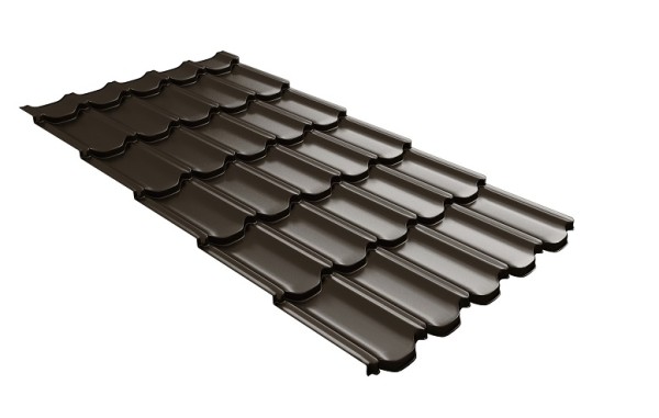 Металлочерепица квинта плюс с 3D резом 0,5 GreenСoat Pural Matt RR 32 темно-коричневый (RAL 8019 серо-коричневый) купить в Россоши