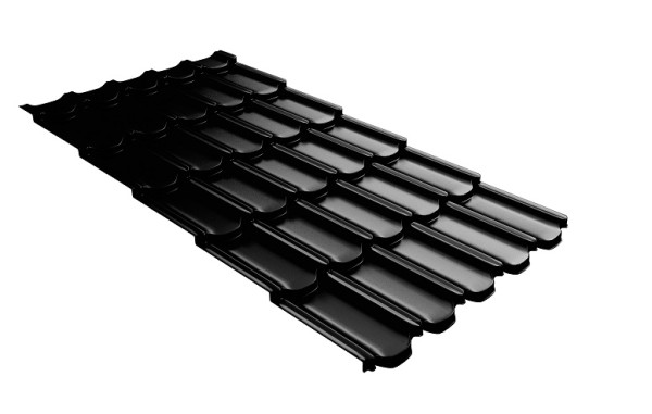 Металлочерепица квинта плюс с 3D резом 0,5 GreenСoat Pural Matt RR 33 черный (RAL 9005 черный) купить в Россоши