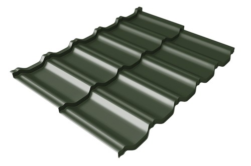 Металлочерепица модульная Квинта Uno Grand Line c 3D резом 0,5 GreenСoat Pural Matt RR 11 темно-зеленый (RAL 6020 хромовая зелень) купить в Россоши