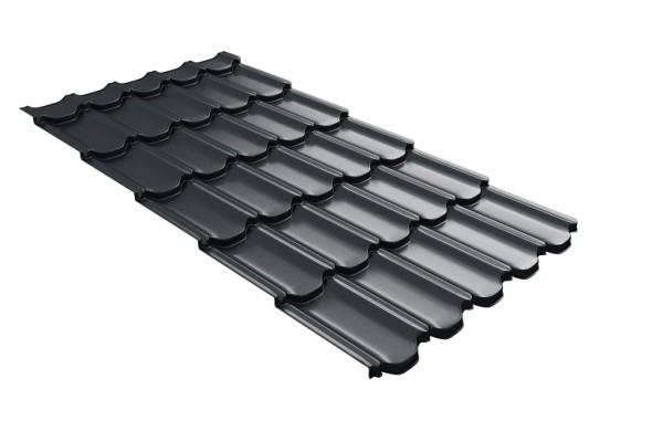 Металлочерепица квинта плюс с 3D резом 0,5 Satin RAL 7016 антрацитово-серый купить в Россоши