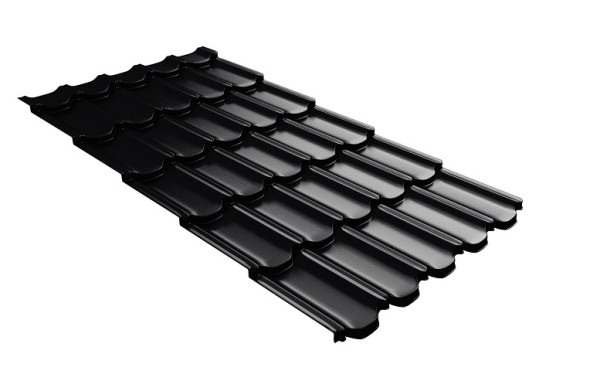 Металлочерепица квинта плюс с 3D резом 0,5 Satin RAL 9005 черный купить в Россоши
