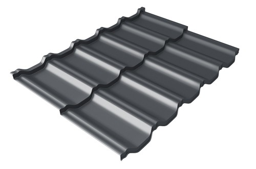 Металлочерепица модульная Квинта Uno Grand Line c 3D резом 0,5 Satin RAL 7024 мокрый асфальт купить в Россоши