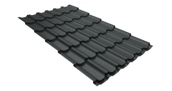 Металлочерепица квинта плюс 0,5 GreenCoat Pural RR 23 темно-серый (RAL 7024 мокрый асфальт) купить в Россоши